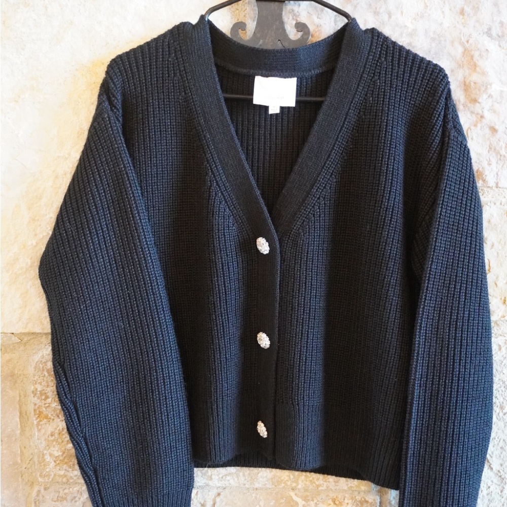 Cinq a Sept Elegant Black Sweater with Button Detail size Medium